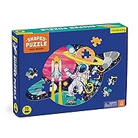 Mudpuppy Space Mission – 75 Piece Unique Saturn Shaped Scene Puzzle with Colorful and Fun Illustrations of Space Life for Children Ages 4-7