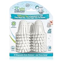 TubShroom Toss 21pk Disposable Bath Tub Drain Strainers - Hair Catcher Snare for Shower Bathtub to Prevent Clogged Drains, Traps Human and Pet Hair, One Year Supply (White)