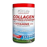 Full Life Collagen Peptides Powder - Bovine Collagen Supplement with Hyaluronic Acid - Hydrolyzed Collagen Powder for Women and Men - Kosher, Gluten-Free - 300g