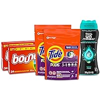 Tide Pods Liquid Laundry Detergent Pacs, Downy Unstopable Scent Beads and Bounce Dryer Sheets, Better Together Bundle