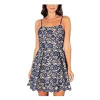 Speechless Womens Lace Spaghetti Strap Scoop Neck Mini Party Fit + Flare Dress