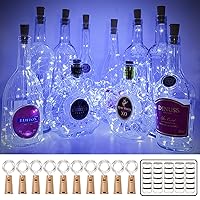 MUMUXI Wine Bottle Lights with Cork Switch [10 Pack] | Easy-to-Use 3.3ft 20 LED Bottle Lights | Universal Size Cork Lights for Wine Bottles Liquor Bottles Christmas Lights Indoor Outdoor, Cool White
