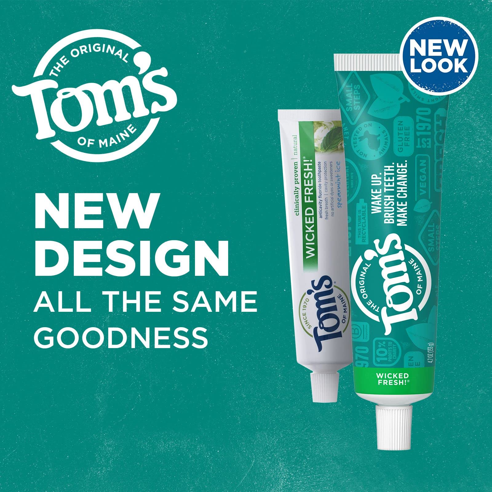 Tom's of Maine Natural Wicked Fresh! Fluoride Toothpaste, Spearmint, 4.7 oz. 2-Pack (Packaging May Vary)