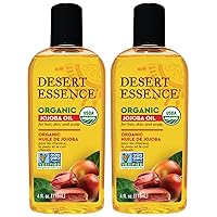 Desert Essence Organic Jojoba Oil, 4 fl oz (Pack of 2) Gluten Free, Vegan, Non-GMO - Pure Natural Plant Extract for Hair, Skin & Scalp - 24 Hours of Mousture with No Greasy Residue or Clogging Pores