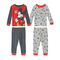 Baby Boys' Mickey Mouse 4-Piece Snug Fit Cotton Pajamas