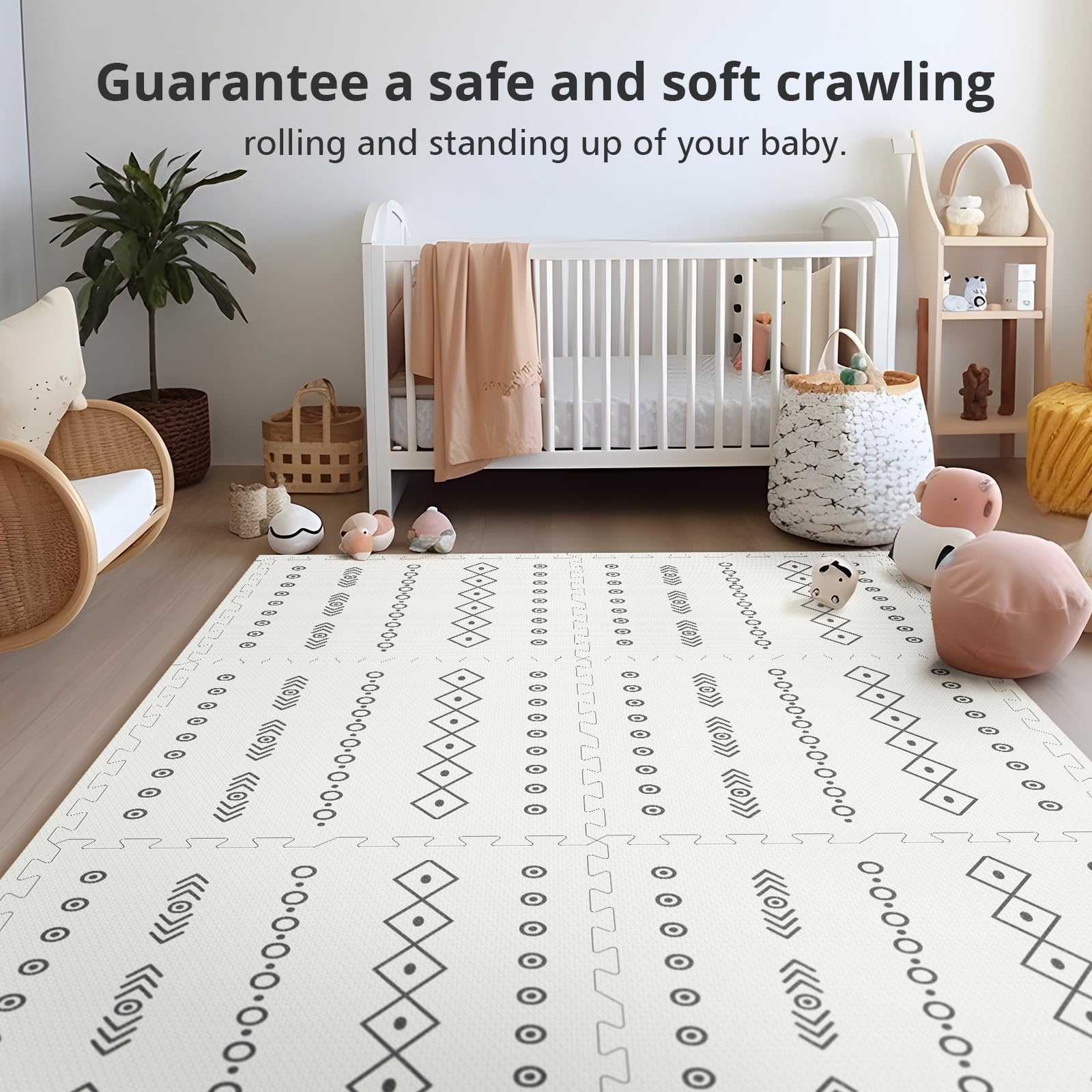 PIGLOG Baby Play Mat - Foam Floor Tiles Interlocking Foam Play Mat 72x48 Inches Soft Non Toxic Puzzle Mat for Infants and Toddlers Tummy Time Mat Crawling Mat (Bohemia)