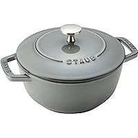 Staub Wa-NABE 40501-006 Gray M 7.1 inches (18 cm) Two-Handed Cast Iron Pot, Cooking, 2 Pieces, Induction Compatible