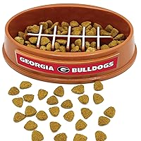 NCAA Super-Bowl - Georgia Bulldogs Slow Feeder Dog Bowl. Football Design Slow Feeding Cat Bowl for Healthy Digestion. Non-Slip Pet Bowl for Large & Small Dogs & Cats