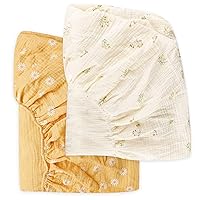 Muslin Crib Sheets 2 Pack for Girl and Boy, Breathable and Comfortable, Baby Crib Sheet Neutral, Fitted Crib Mattress & Toddler Bed Mattress 52 