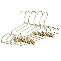 Premium 16.5” Matte Gold Metal Clothes Clips Hangers, Heavy Duty Skirt Slack Hangers, Metal Rack for Trousers Non Slip Clips, Clothes Hangers Display and Storage, 30 Pack