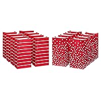 American Greetings 10.375'' Red Goodie Bags, Stripes and Polka Dots (16 Bags)