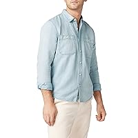 Joe's Jeans Men's Lou Indigo Linen Shirt, Spring Sky, XL