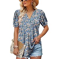 ROSELINLIN Womens Short Sleeve Shirts Summer Tunic Tops