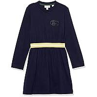 Lacoste Girls' Contrast Waist Cotton Jersey Dress