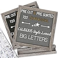 Double Sided Felt Letter Board with Letters - Pre Cut & Sorted 725 letters with Stand, Cursive Style Letters, Big Letters, Plastic Organizer, Tabletop Display, Rustic Farmhouse Wall Decor