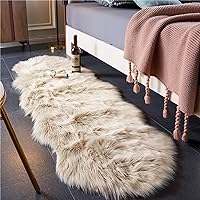 Faux Fur Sheepskin Area Rug Round Super Soft Plush Area Rugs Bedroom Living Room 