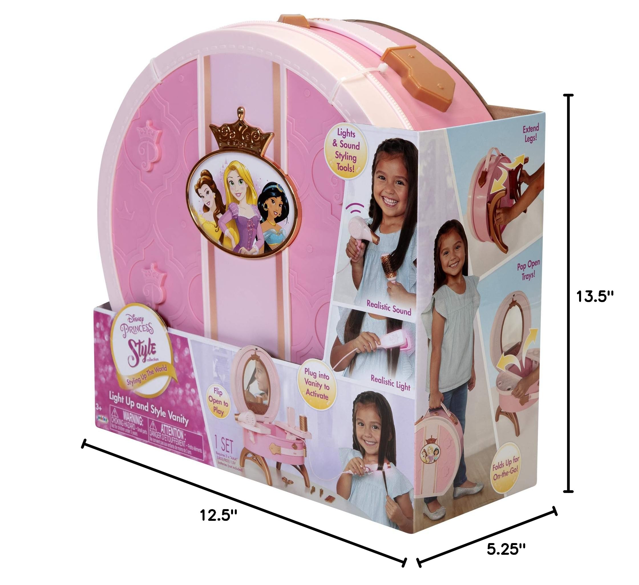 Disney Princess 210401 Disney Princess Vanity Style Collection Light Up and Style Vanity - Lights & Realistic Sound Styling Tools