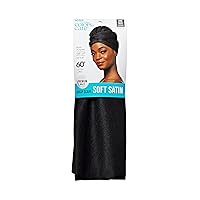 Soft Satin Wrap Scarf - Black, Long Lasting, Multi-Purpose, Soft Premium Scarf For Minimizing Frizz, Preventing Breakage & Securing Hair Styles, Wigs & Weaves For All Hair Styles