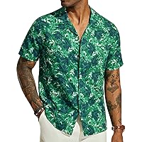 PJ PAUL JONES Mens Hawaiian Shirts Short Sleeve Casual Button Down Tropical Beach Shirt