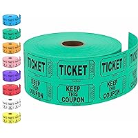1000 Tacticai Raffle Tickets, Green (8 Color Selection), Double Roll, Ticket for Events, Entry, Class Reward, Fundraiser & Prizes