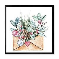 Merry Christmas Greeting Card Traditional Framed Wall Art