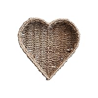 Creative Co-Op Decorative Hand-Woven Seagrass and Metal Heart-Shaped Basket, Natural