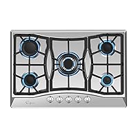 Empava 30 Inch Gas Stove Cooktop LPG/NG Convertible with 5 Italy SABAF Burners Stainless Steel in Sliver