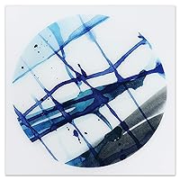 Abstract Art,Blue Frameless Tempered Glass Panel,Contemporary Wall Decor Ready to Hang,Living Room,Bedroom ＆ Office, Blue Stripes 1