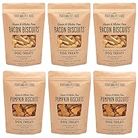 Portland Pet Food Company All-Natural Dog Treat Biscuits (3X Pumpkin / 3X Bacon) - Grain-Free, Gluten-Free, Human-Grade, Limited Ingredients