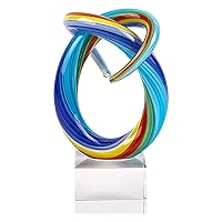 Elegant and Modern Murano Style Art Glass Colorful Centerpiece for Home Decor - Mini Rainbow, 6 Inches