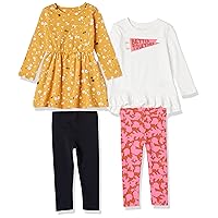 Amazon Essentials Girls and Toddlers' Long-Sleeve Outfit Set, Pack of 4