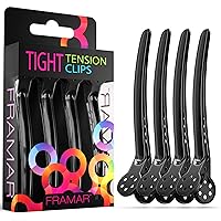 Black Tight Tension Clips - Set of 4 Professional Hair Clips – Hair Clips for Styling, Clips for Hair, Metal hair Clips - Extra Tight & Durable