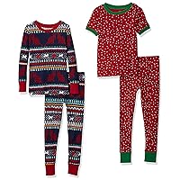 Amazon Essentials Babies, Toddlers, and Girls' Snug-Fit Cotton Pajama Sleepwear Sets (Previously Spotted Zebra)