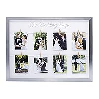 Kate & Milo Keepsake 'Our Wedding Day' Collage Picture Frame, Wedding Gift, Newlywed Gift, Classic Wedding Keepsake Photo Frame, Silver