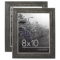Americanflat 8x10 Rustic Brown Picture Frame with Polished Glass - Horizontal and Vertical Formats for Wall and Tabletop - Set of 2