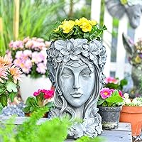 Sungmor Goddess Head Planter, 8.9in x 13in, Vintage Synthetic Resin, Ideal for Indoor/Outdoor Plants