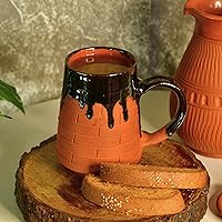 Handmade Pottery Clay Earthly beer Serveware made of Terracotta, by artisans, for Coffee, Tea, Milk and Chocolate (600ml, Natural color)