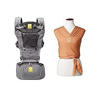 LÍLLÉbaby SeatMe Hip Seat All Seasons Ergonomic 6-in-1 Baby Carrier Newborn to Toddler - with Lumbar Support and Dragonfly Wrap Ergonomic Baby Wrap Carrier Bundle for Newborns & Infants