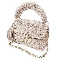 T-shirt Cotton yarn handbag Luxury crochet purse Designer crochet bag Crochet evening bags luxury handbag gift Hand Woven bag fashionable, Off White