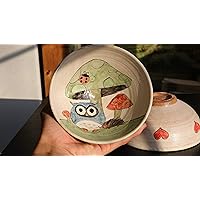 pottery bowls, handmade bowls, hand painted, owl bowls, baby bowls, soup bowls, salad bowls, snack bowl, cereal bowl, noodle bowl