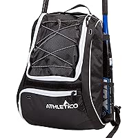 Athletico Baseball Bat Bag - Backpack for Baseball, T-Ball & Softball Equipment & Gear for Youth and Adults | Holds Bat, Helmet, Glove, & Shoes |Shoe Compartment & Fence Hook