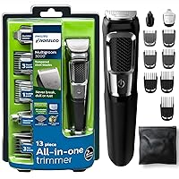 Norelco Multigroomer All-in-One Trimmer Series 3000, 13 Piece Mens Grooming Kit, for Beard, Face, Nose, and Ear Hair Trimmer and Hair Clipper, NO Blade Oil Needed, MG3750/60