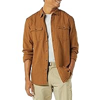 Amazon Essentials Men's Slim-Fit Long-Sleeve Two-Pocket Flannel Shirt, Toffee Brown, Large