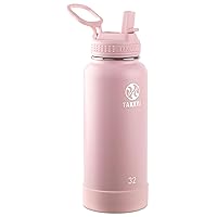 Takeya Actives 32 oz Vacuum Insulated Stainless Steel Water Bottle with Straw Lid, Premium Quality, Blush