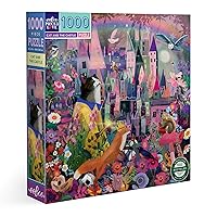 eeBoo Piece & Love: Cat & The Castle - 1000 Piece Puzzle - Adult Square Jigsaw, 23x23, Includes Image Reference Insert, Glossy Pieces