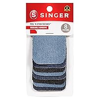 SINGER 00378 Peel N Stick Reusable Patches, 2-Inch x 3-Inch, Assorted Denim, 8-Count, White