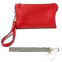 KEDZIE Eclipse Vegan Leather Convertible Purse Wallet Crossbody Bag (Red) & Eclipse Vegan Leather Mix & Match Wristlet Strap (Meridian)