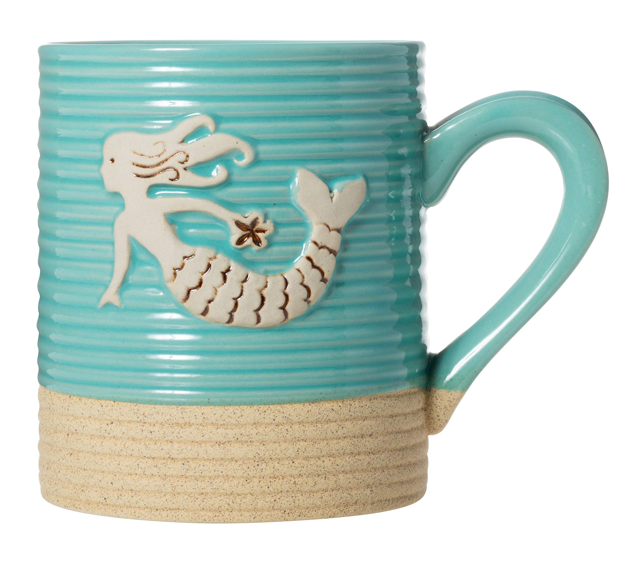 Cape Shore 15oz Sandy Stoneware Pottery Mug, Multiple Styles Available (Mermaid)