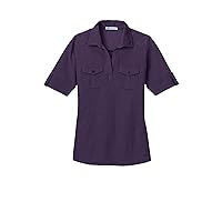 Port Authority Ladies Oxford Double Pocket Polo L557 - Purple/Dress Blue Navy L557 S