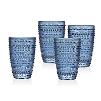Godinger Highball Glasses, Tall Beverage Glass Cups - Lumina Blue, Set of 4